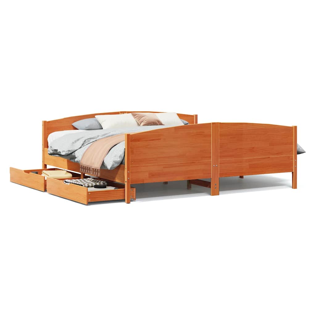 Bedframe zonder matras massief grenenhout wasbruin 180x200 cm is nu te koop bij PeponiXL, paradijselijk wonen!