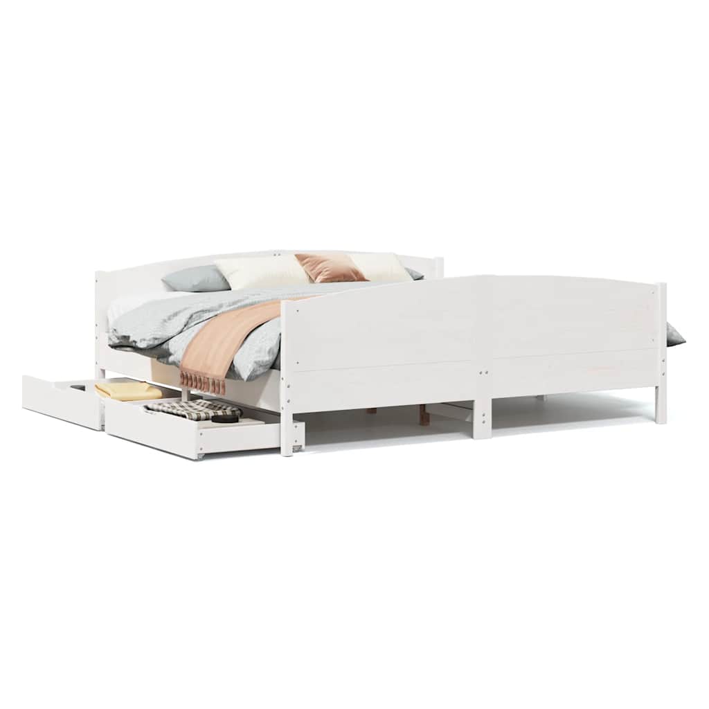Bedframe zonder matras massief grenenhout wit 160x200 cm is nu te koop bij PeponiXL, paradijselijk wonen!