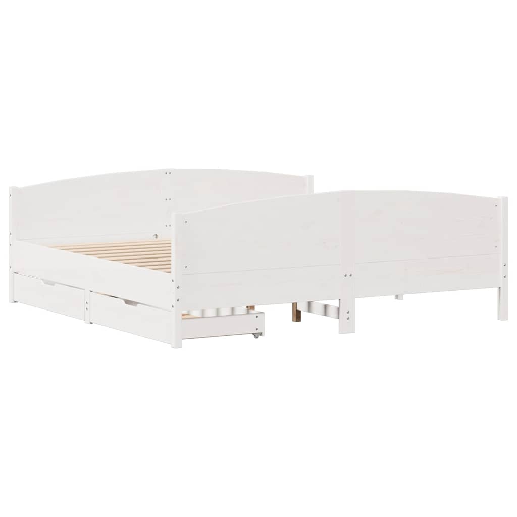 Bedframe zonder matras massief grenenhout wit 160x200 cm is nu te koop bij PeponiXL, paradijselijk wonen!
