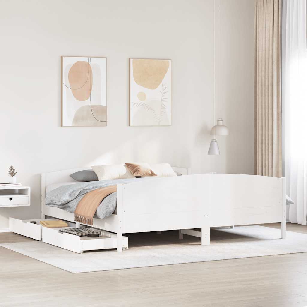 Bedframe zonder matras massief grenenhout wit 160x200 cm is nu te koop bij PeponiXL, paradijselijk wonen!