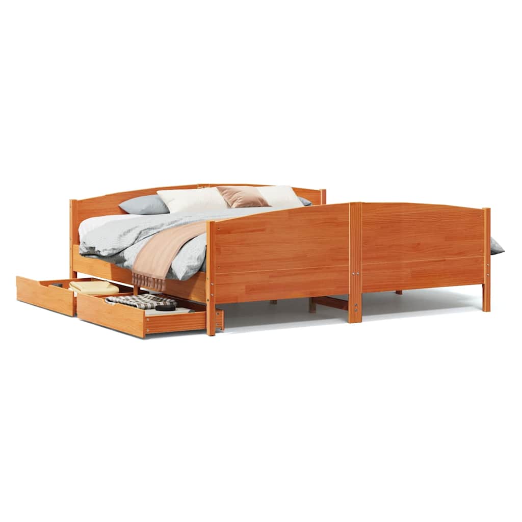Bedframe zonder matras massief grenenhout wasbruin 160x200 cm is nu te koop bij PeponiXL, paradijselijk wonen!