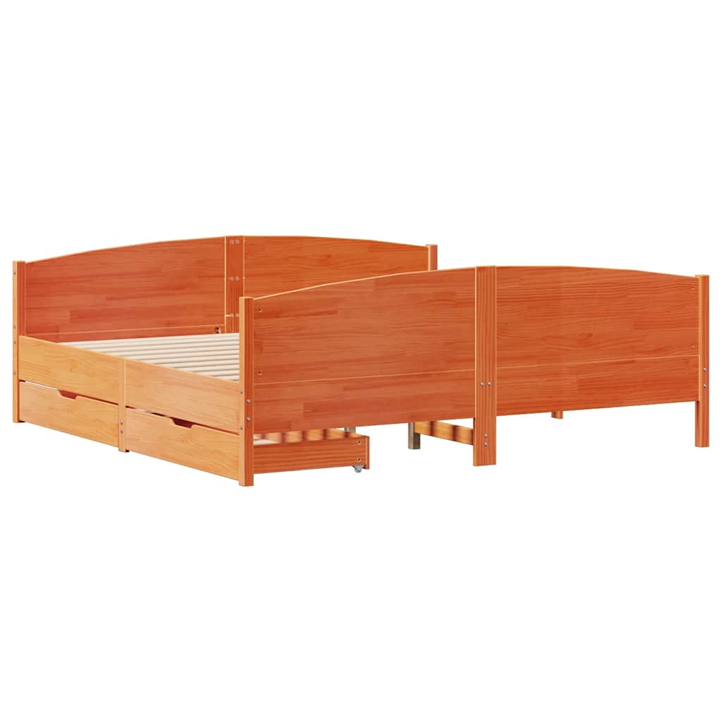 Bedframe zonder matras massief grenenhout wasbruin 160x200 cm is nu te koop bij PeponiXL, paradijselijk wonen!
