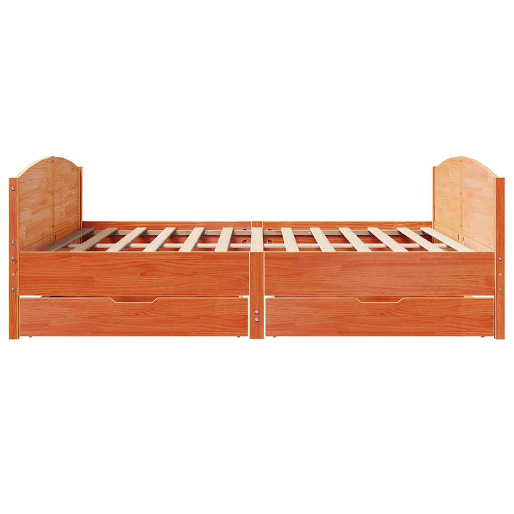 Bedframe zonder matras massief grenenhout wasbruin 160x200 cm is nu te koop bij PeponiXL, paradijselijk wonen!