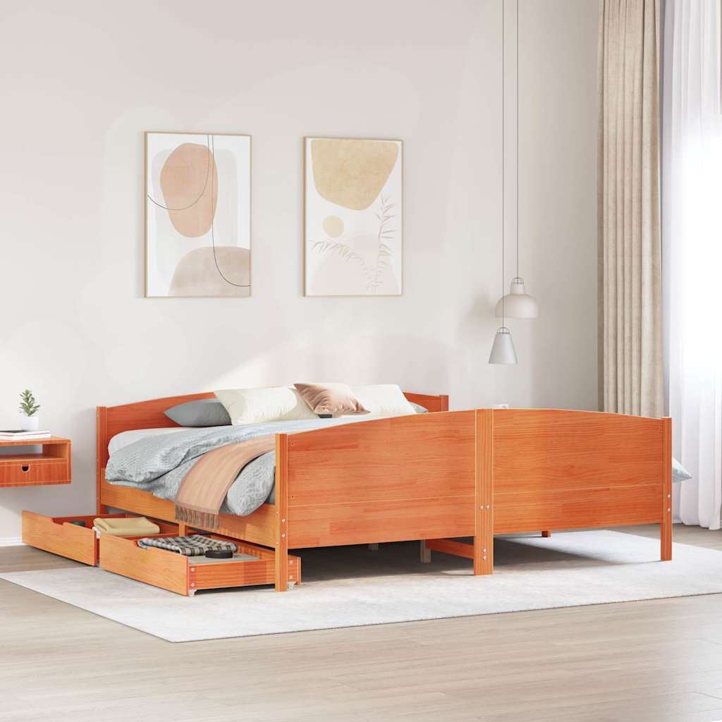 Bedframe zonder matras massief grenenhout wasbruin 160x200 cm is nu te koop bij PeponiXL, paradijselijk wonen!