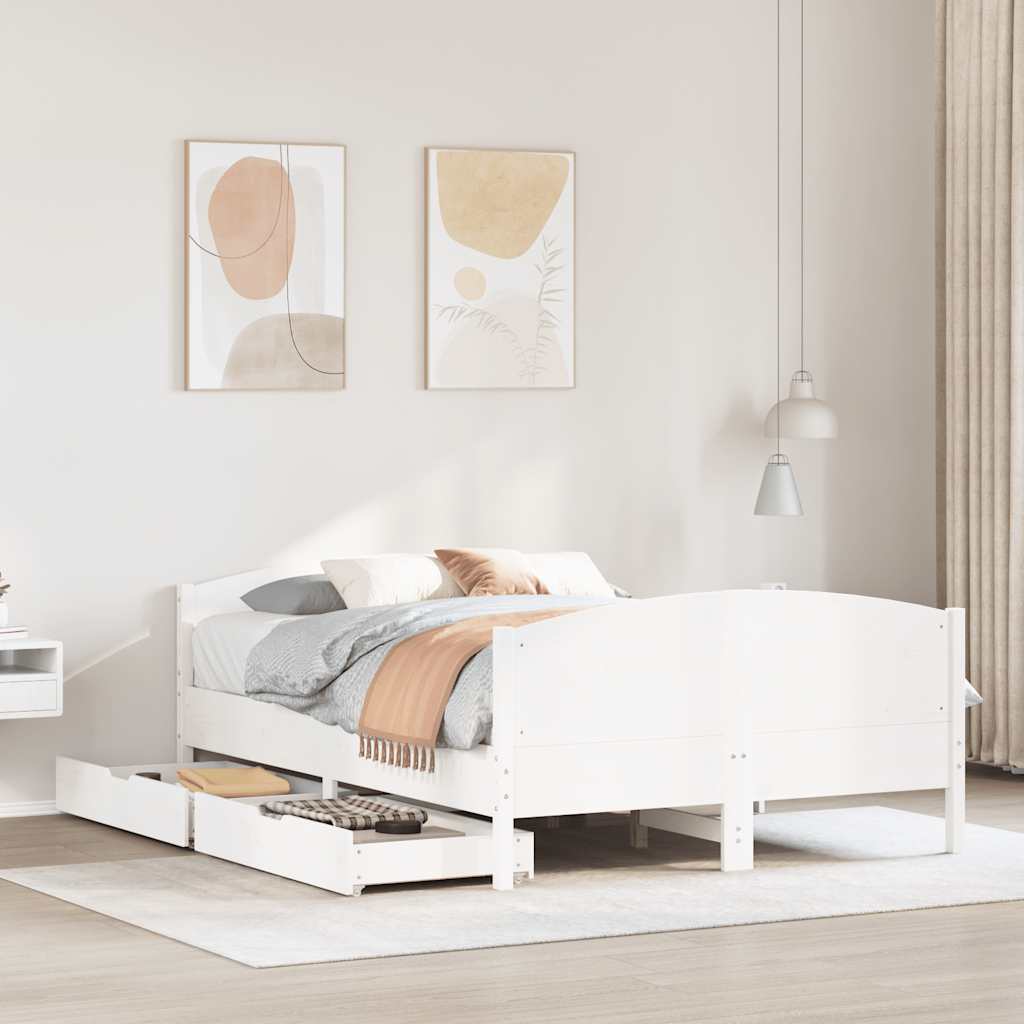 Bedframe zonder matras massief grenenhout wit 150x200 cm is nu te koop bij PeponiXL, paradijselijk wonen!