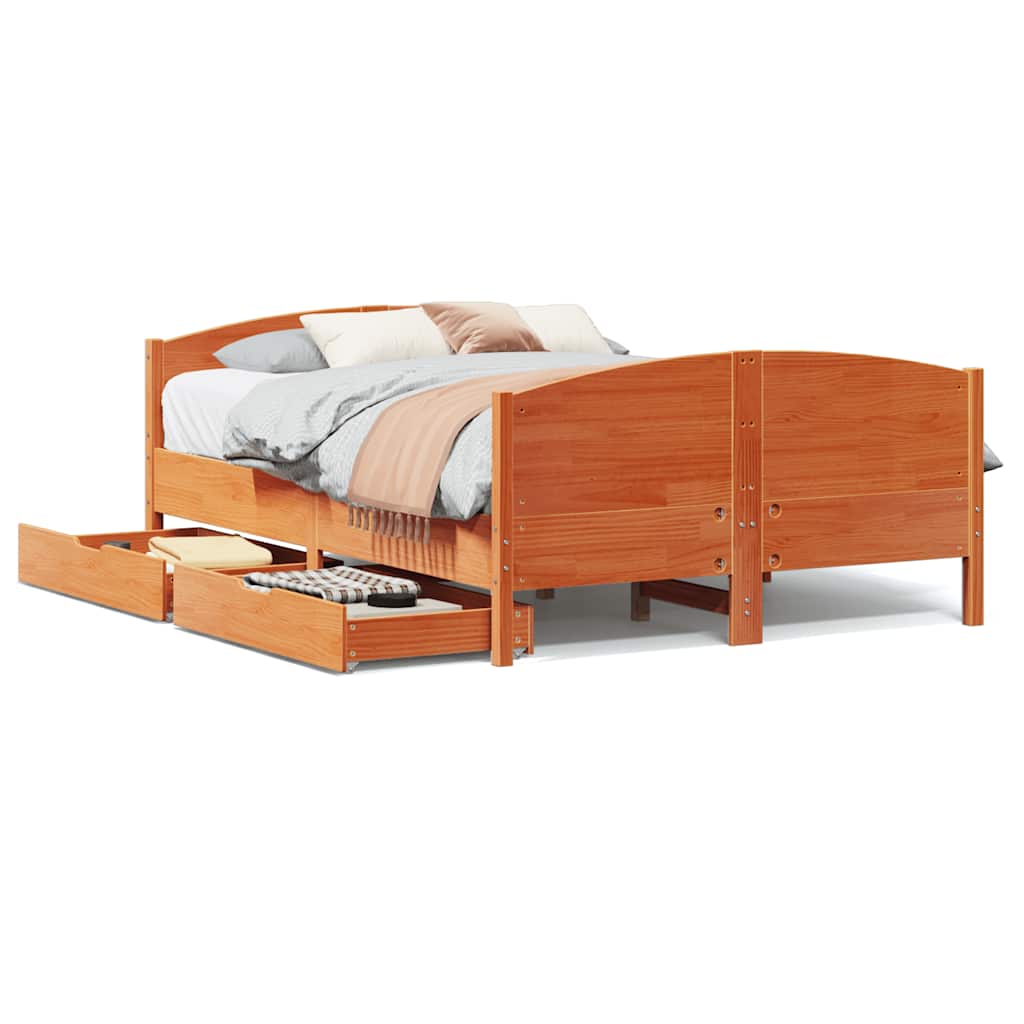 Bedframe zonder matras massief grenenhout wasbruin 150x200 cm is nu te koop bij PeponiXL, paradijselijk wonen!