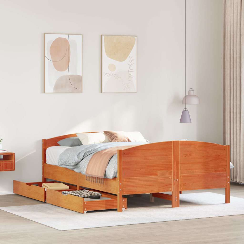 Bedframe zonder matras massief grenenhout wasbruin 150x200 cm is nu te koop bij PeponiXL, paradijselijk wonen!