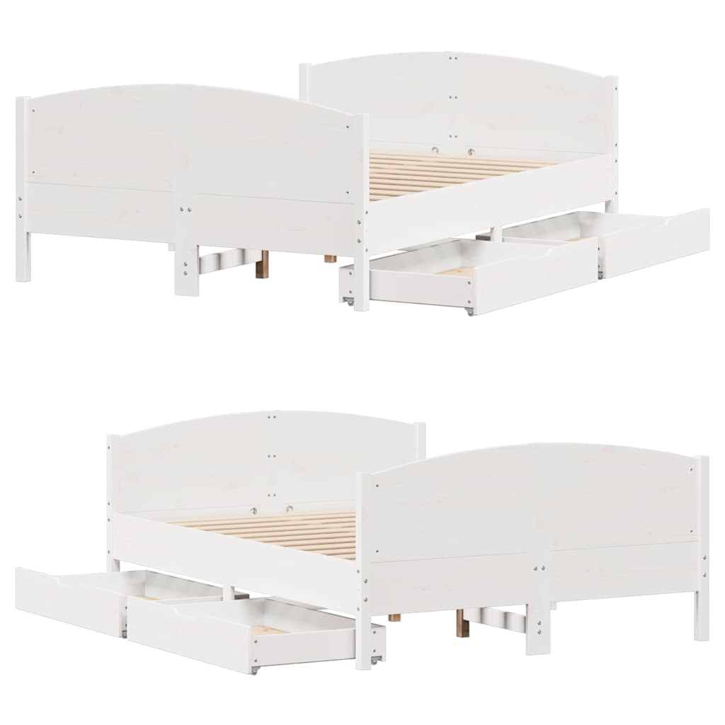 Bedframe zonder matras massief grenenhout wit 140x200 cm is nu te koop bij PeponiXL, paradijselijk wonen!
