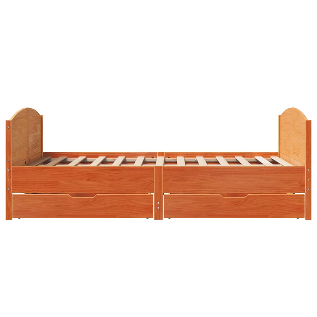 Bedframe zonder matras massief grenenhout wasbruin 120x200 cm is nu te koop bij PeponiXL, paradijselijk wonen!