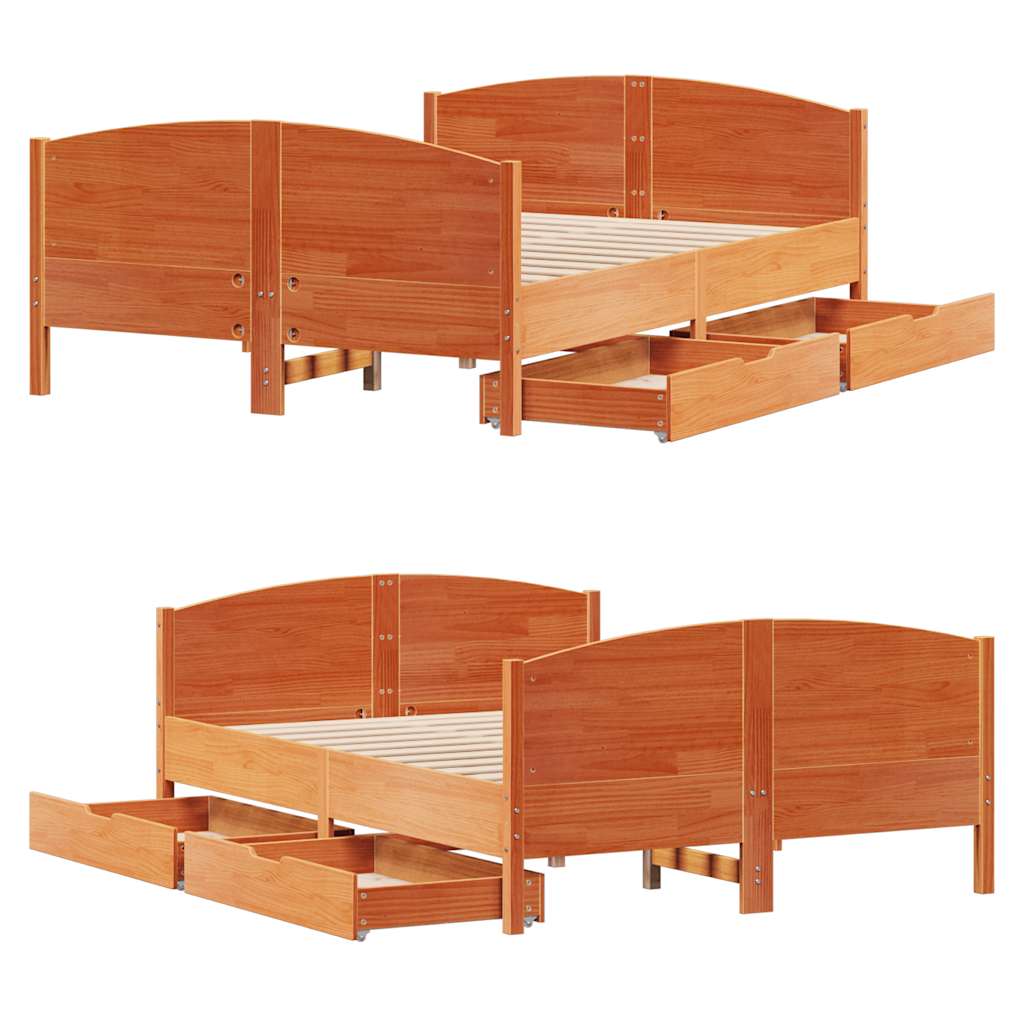 Bedframe zonder matras massief grenenhout wasbruin 120x200 cm is nu te koop bij PeponiXL, paradijselijk wonen!