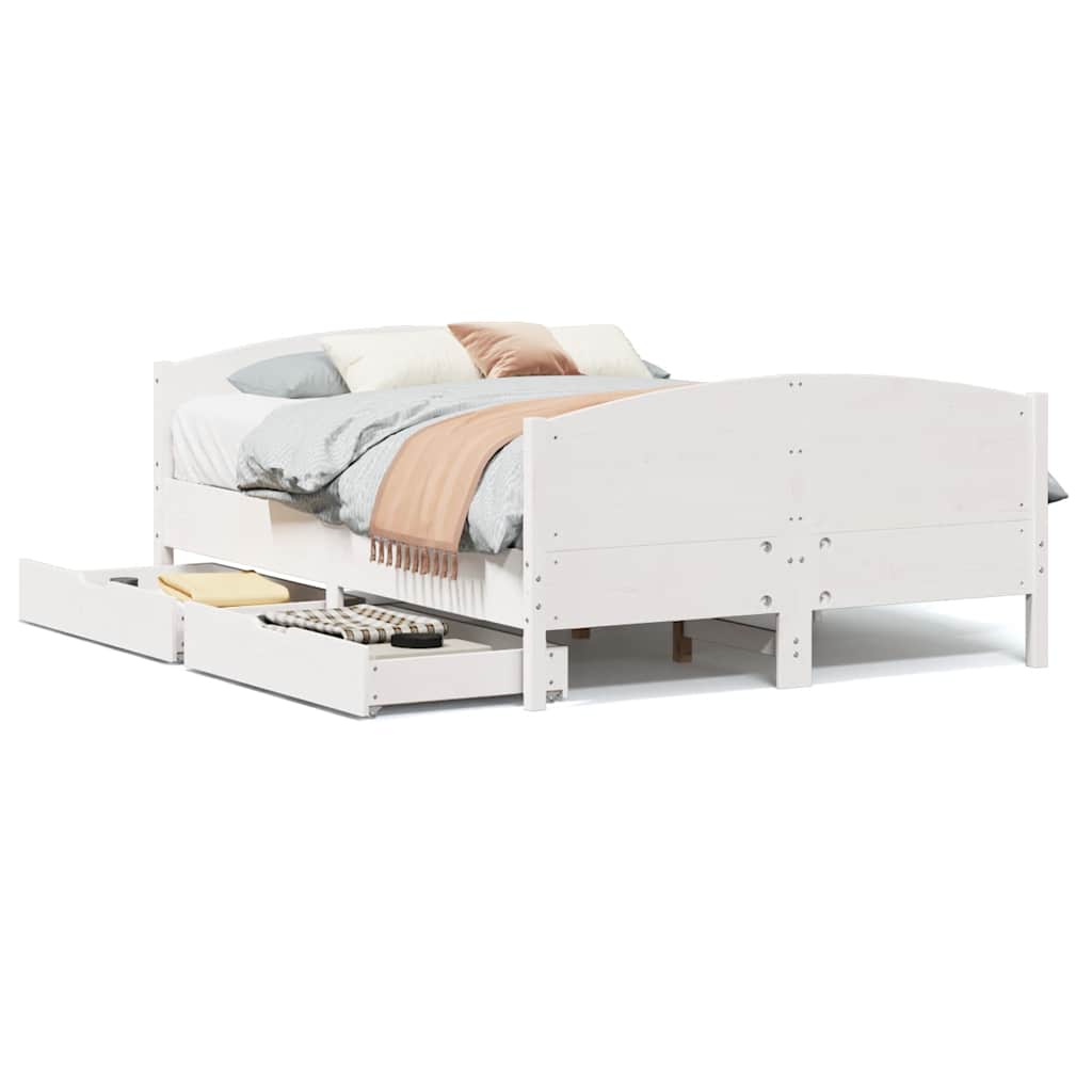 Bedframe zonder matras massief grenenhout wit 140x190 cm is nu te koop bij PeponiXL, paradijselijk wonen!