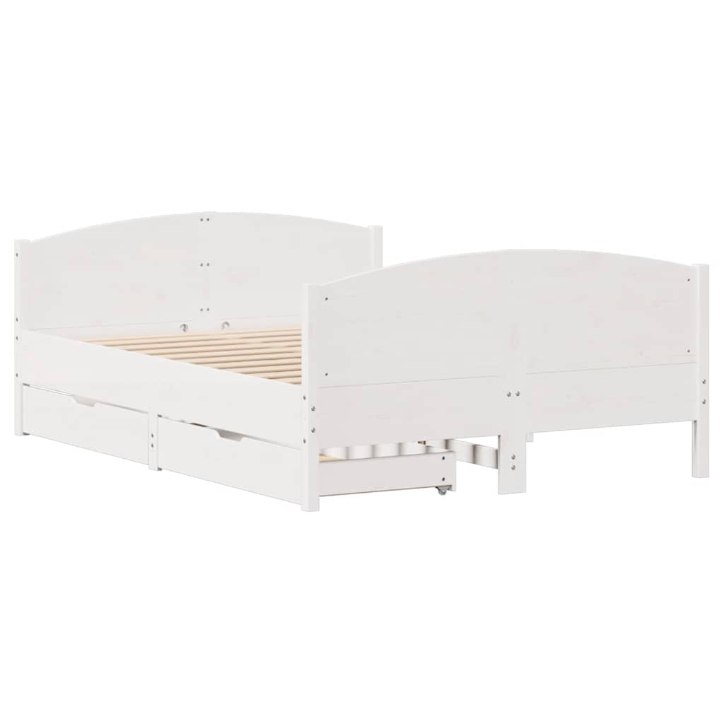 Bedframe zonder matras massief grenenhout wit 140x190 cm is nu te koop bij PeponiXL, paradijselijk wonen!
