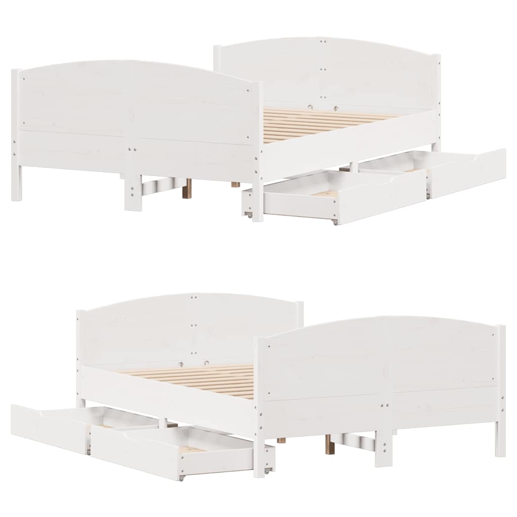 Bedframe zonder matras massief grenenhout wit 140x190 cm is nu te koop bij PeponiXL, paradijselijk wonen!
