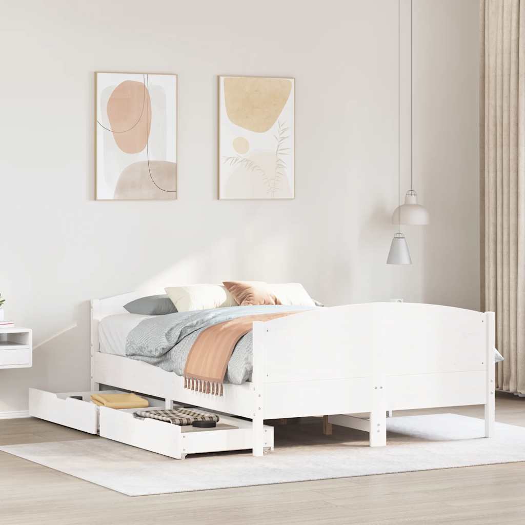 Bedframe zonder matras massief grenenhout wit 140x190 cm is nu te koop bij PeponiXL, paradijselijk wonen!