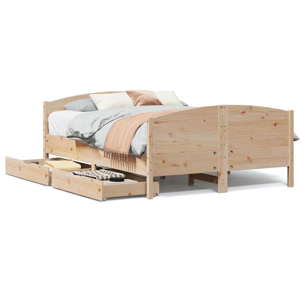 Bedframe zonder matras massief grenenhout 135x190 cm is nu te koop bij PeponiXL, paradijselijk wonen!