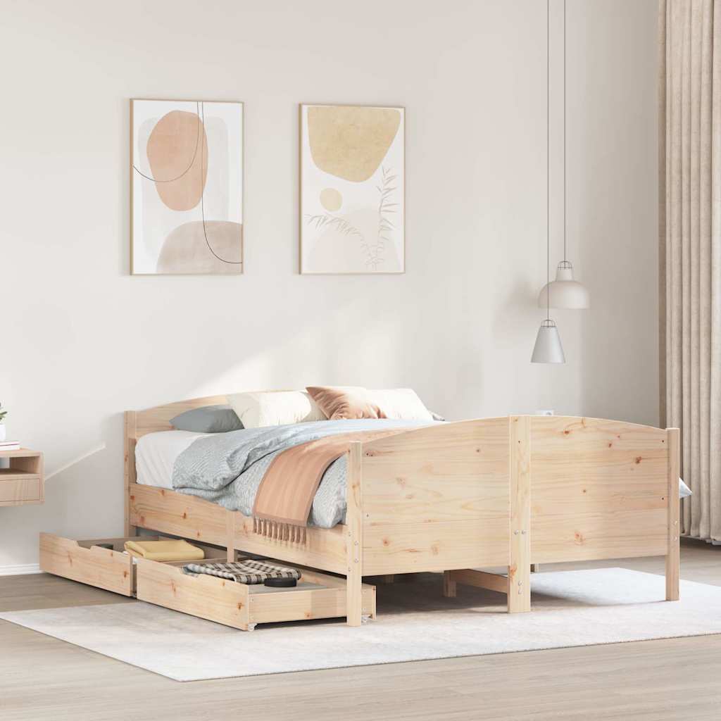 Bedframe zonder matras massief grenenhout 135x190 cm is nu te koop bij PeponiXL, paradijselijk wonen!