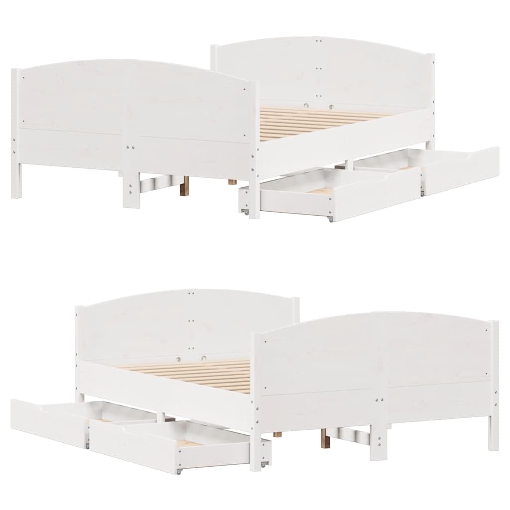 Bedframe zonder matras massief grenenhout wit 135x190 cm is nu te koop bij PeponiXL, paradijselijk wonen!
