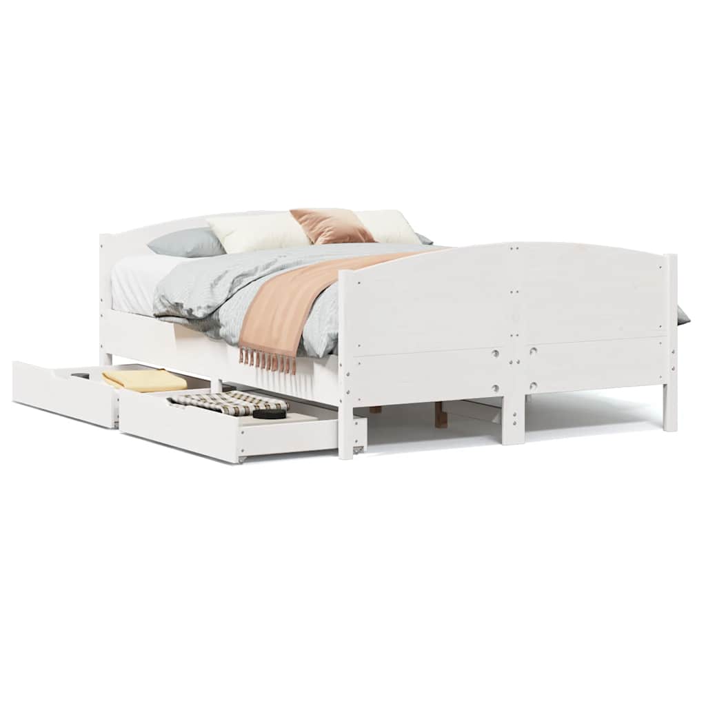 Bedframe zonder matras massief grenenhout wit 120x190 cm is nu te koop bij PeponiXL, paradijselijk wonen!