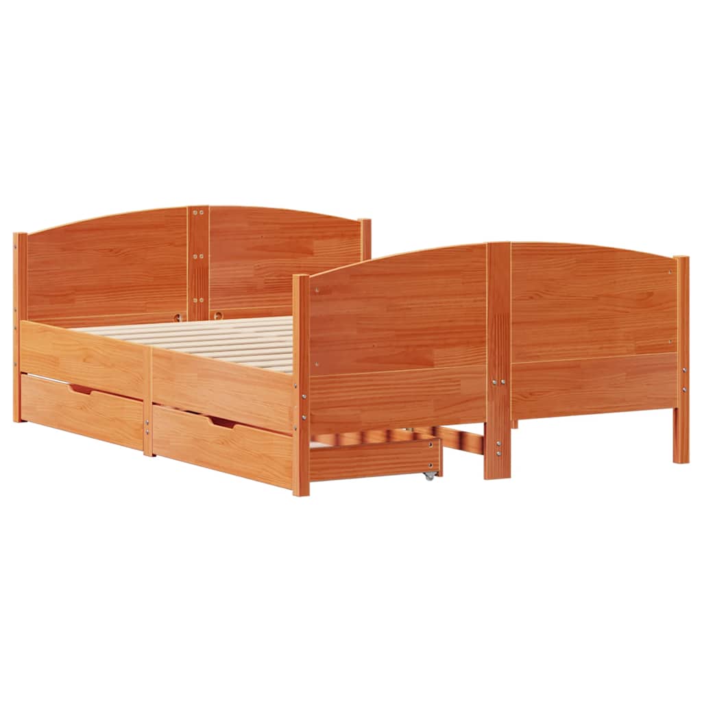 Bedframe zonder matras massief grenenhout wasbruin 120x190 cm is nu te koop bij PeponiXL, paradijselijk wonen!