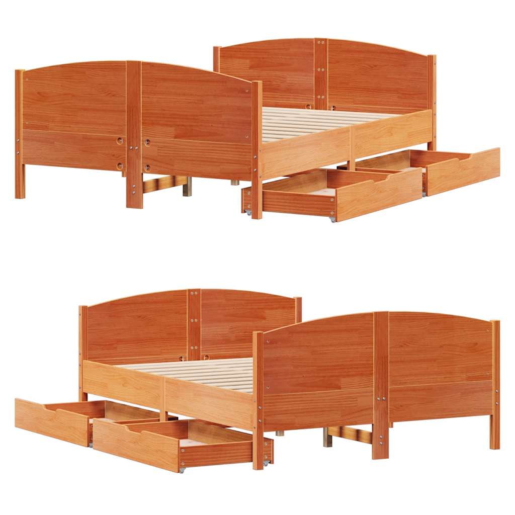 Bedframe zonder matras massief grenenhout wasbruin 120x190 cm is nu te koop bij PeponiXL, paradijselijk wonen!
