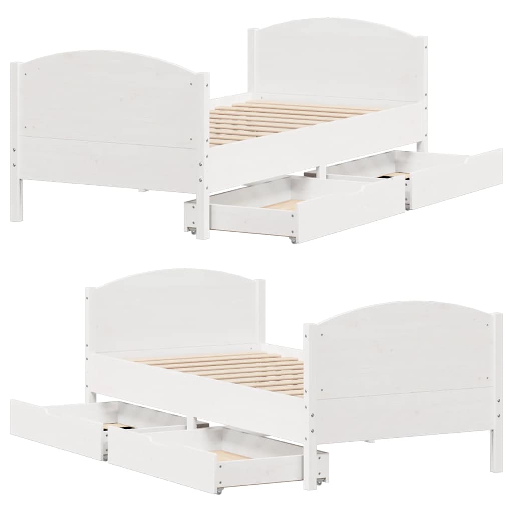 Bedframe zonder matras massief grenenhout wit 140x200 cm is nu te koop bij PeponiXL, paradijselijk wonen!