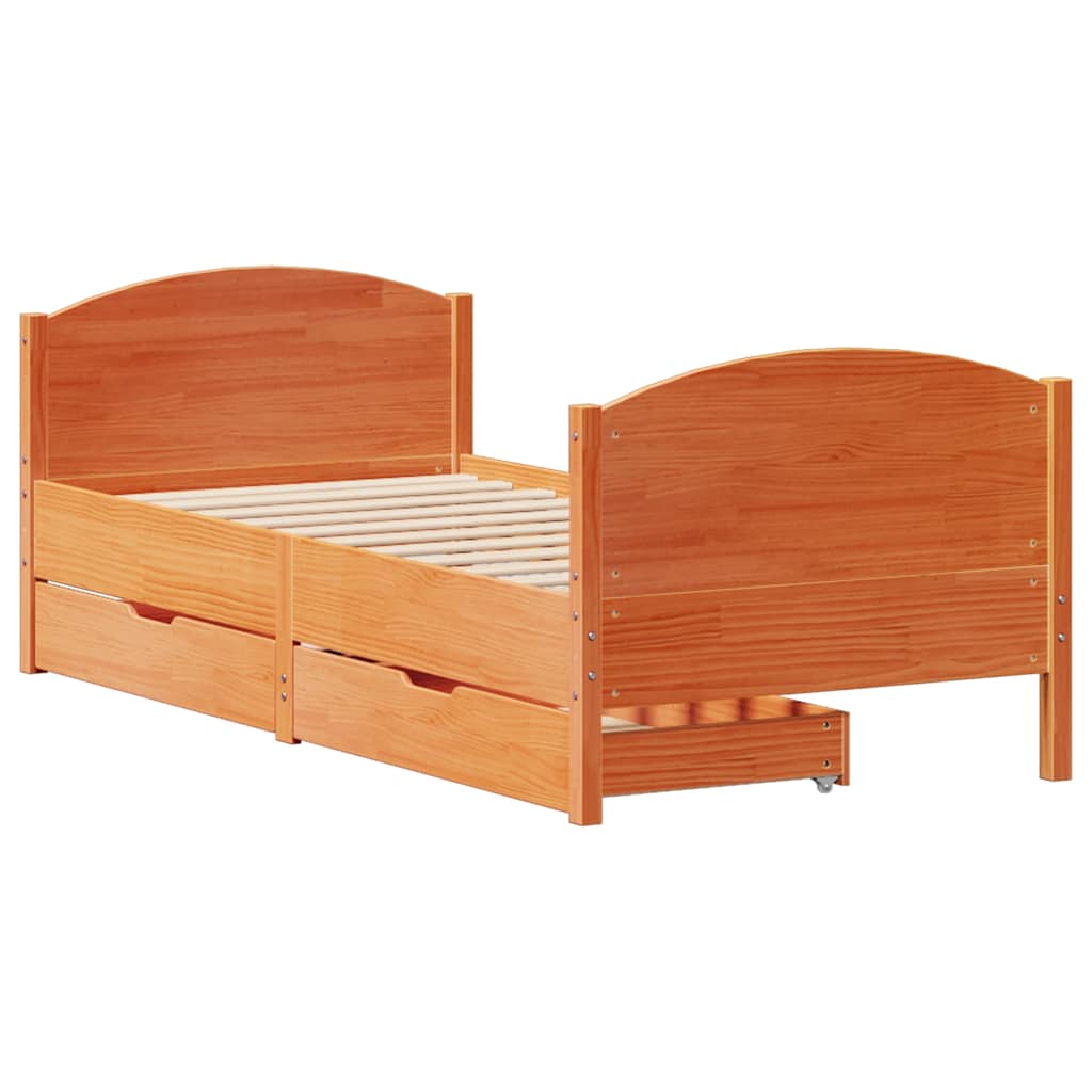 Bedframe zonder matras massief grenenhout wasbruin 100x200 cm is nu te koop bij PeponiXL, paradijselijk wonen!
