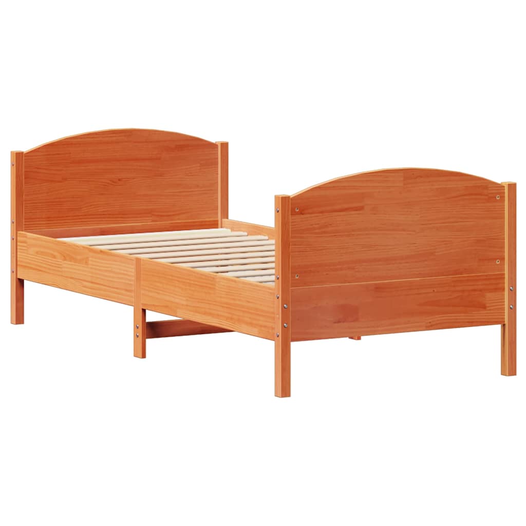 Bedframe zonder matras massief grenenhout wasbruin 100x200 cm is nu te koop bij PeponiXL, paradijselijk wonen!