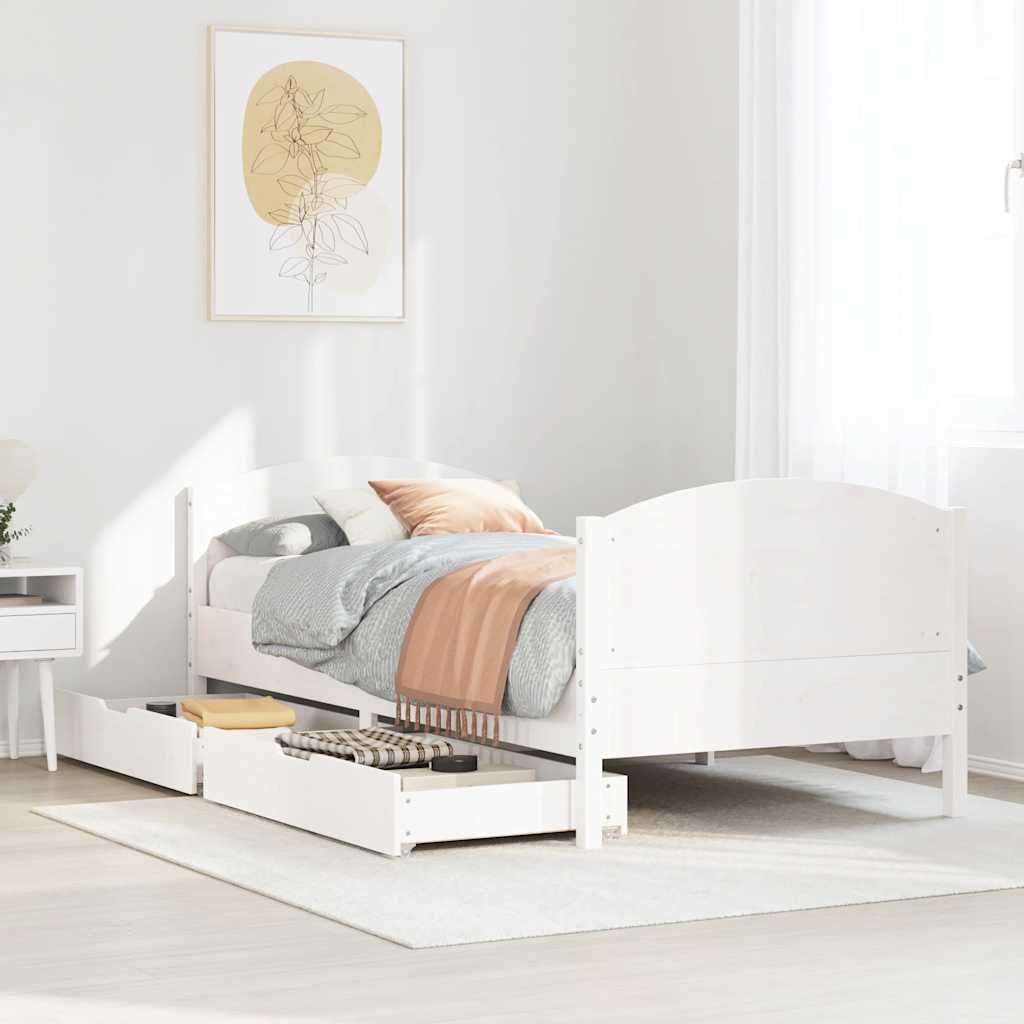 Bedframe zonder matras massief grenenhout wit 90x200 cm is nu te koop bij PeponiXL, paradijselijk wonen!