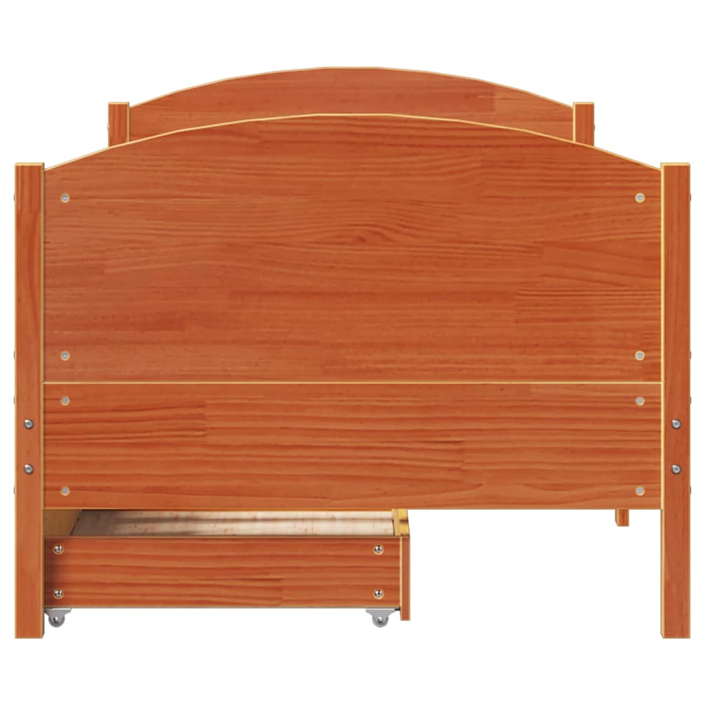 Bedframe zonder matras massief grenenhout wasbruin 90x200 cm is nu te koop bij PeponiXL, paradijselijk wonen!