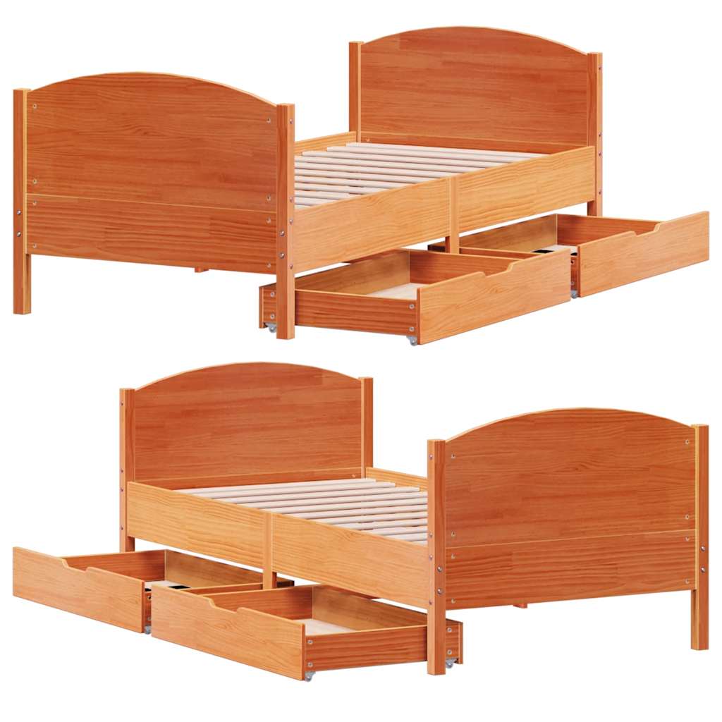 Bedframe zonder matras massief grenenhout wasbruin 90x200 cm is nu te koop bij PeponiXL, paradijselijk wonen!