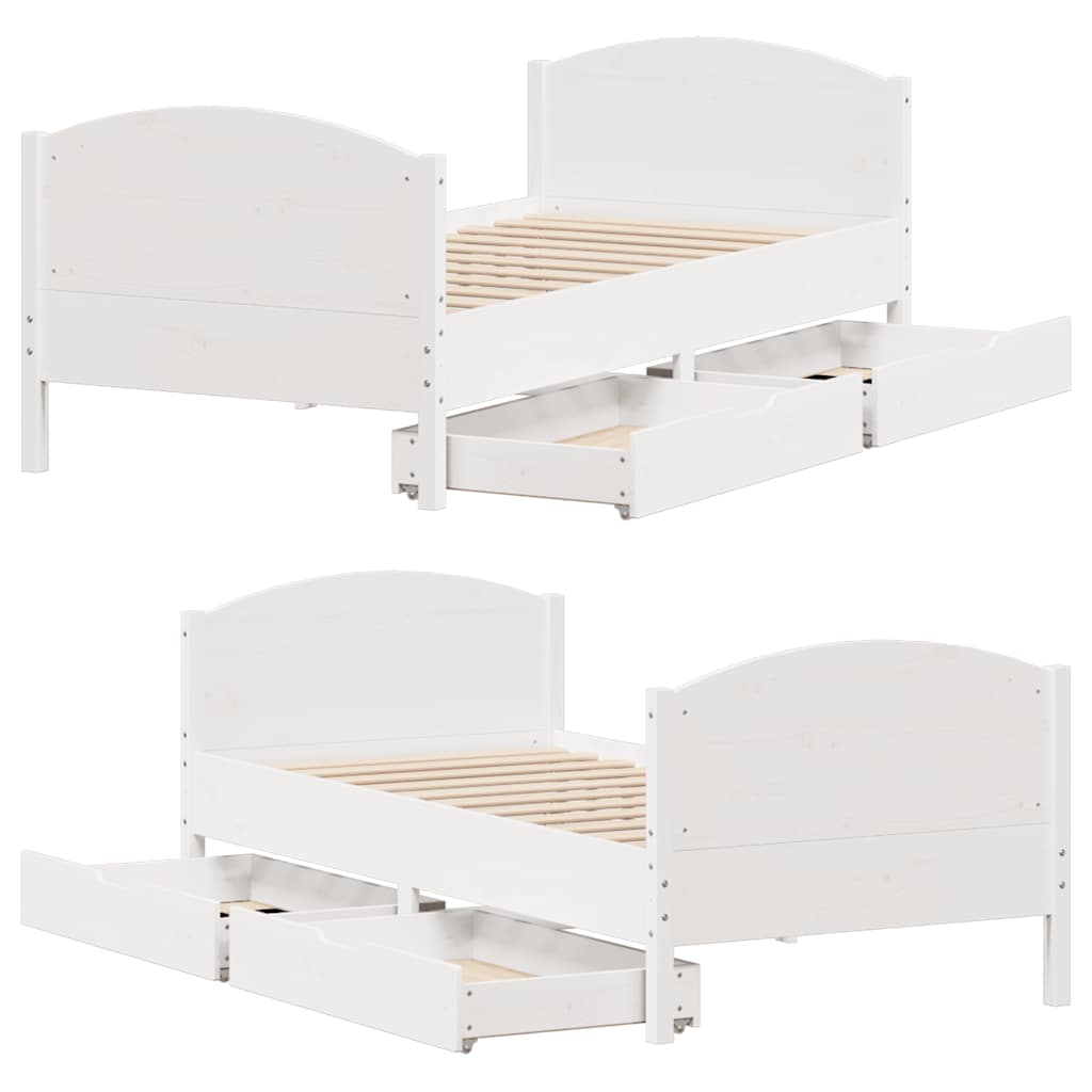 Bedframe zonder matras massief grenenhout wit 90x190 cm is nu te koop bij PeponiXL, paradijselijk wonen!