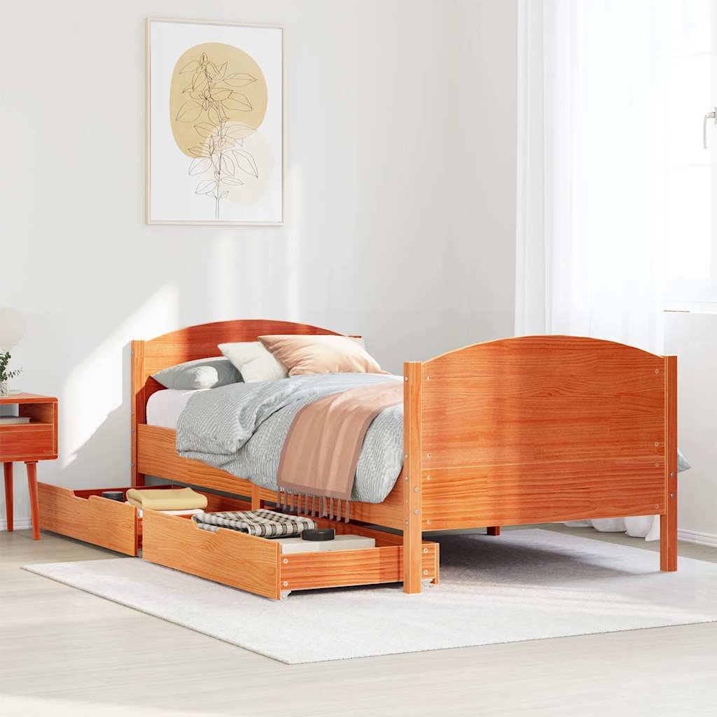 Bedframe zonder matras massief grenenhout wasbruin 90x190 cm is nu te koop bij PeponiXL, paradijselijk wonen!
