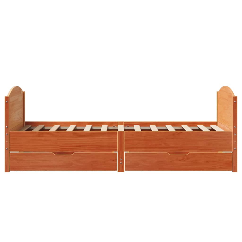 Bedframe zonder matras massief grenenhout wasbruin 75x190 cm is nu te koop bij PeponiXL, paradijselijk wonen!