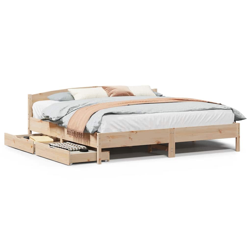 Bedframe zonder matras massief grenenhout 200x200 cm is nu te koop bij PeponiXL, paradijselijk wonen!