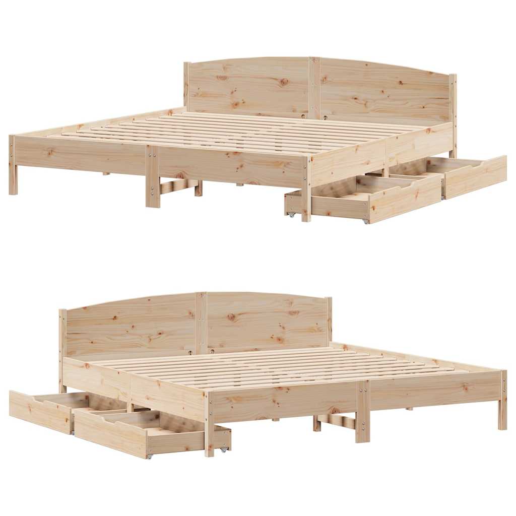 Bedframe zonder matras massief grenenhout 200x200 cm is nu te koop bij PeponiXL, paradijselijk wonen!