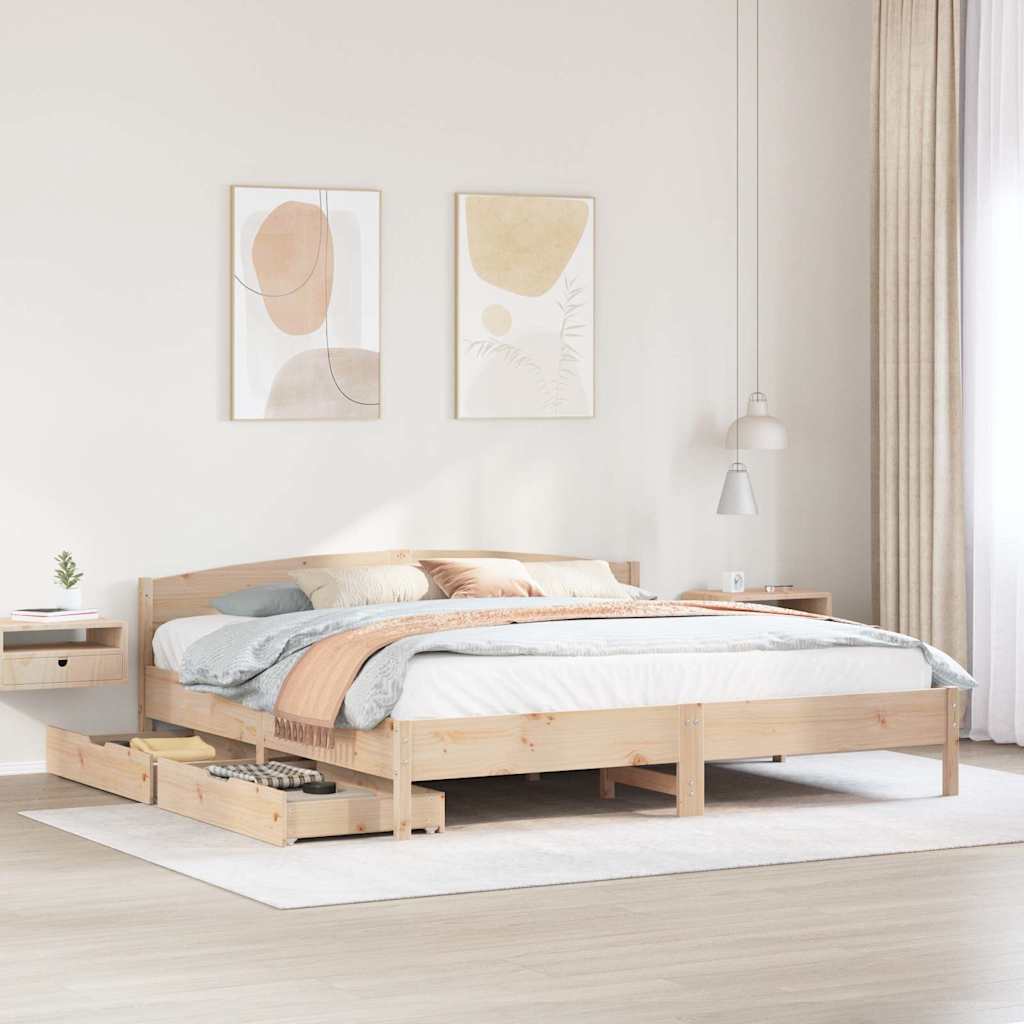 Bedframe zonder matras massief grenenhout 200x200 cm is nu te koop bij PeponiXL, paradijselijk wonen!