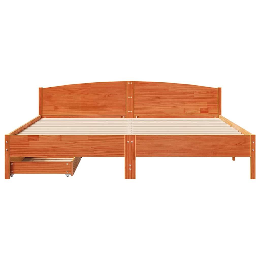 Bedframe zonder matras massief grenenhout wasbruin 200x200 cm is nu te koop bij PeponiXL, paradijselijk wonen!
