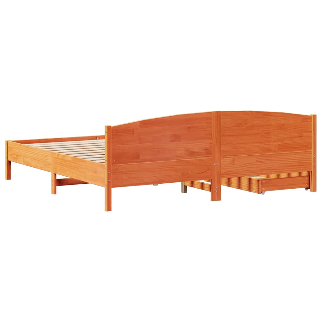 Bedframe zonder matras massief grenenhout wasbruin 200x200 cm is nu te koop bij PeponiXL, paradijselijk wonen!