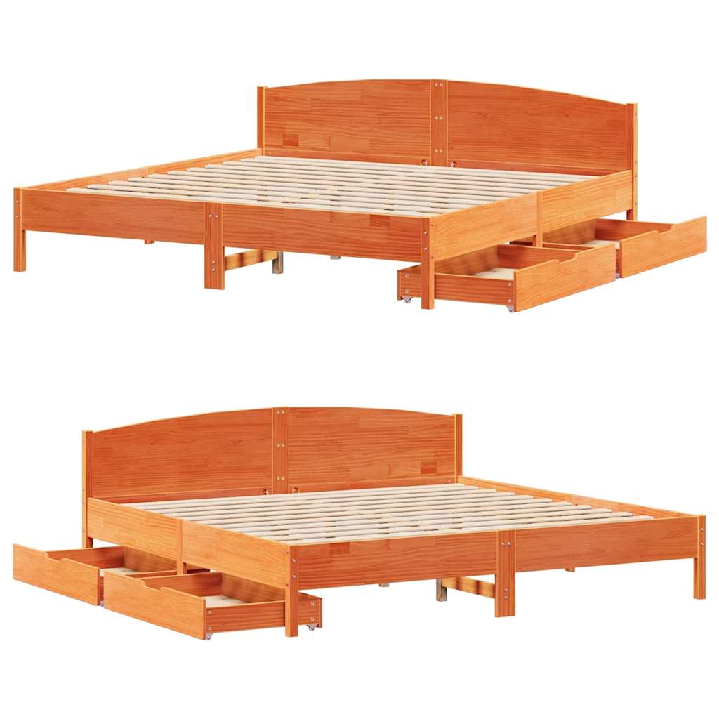 Bedframe zonder matras massief grenenhout wasbruin 200x200 cm is nu te koop bij PeponiXL, paradijselijk wonen!