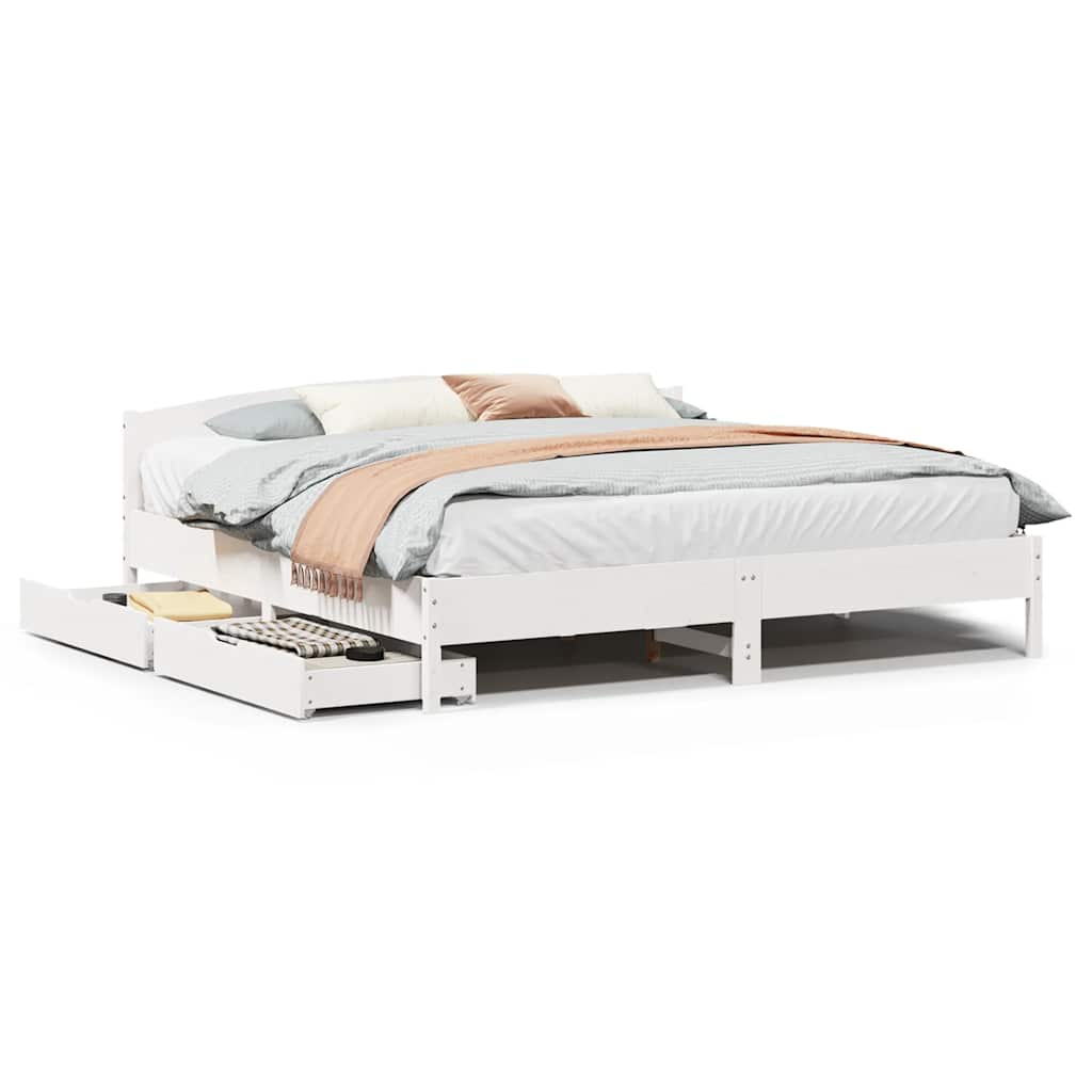 Bedframe zonder matras massief grenenhout wit 180x200 cm is nu te koop bij PeponiXL, paradijselijk wonen!