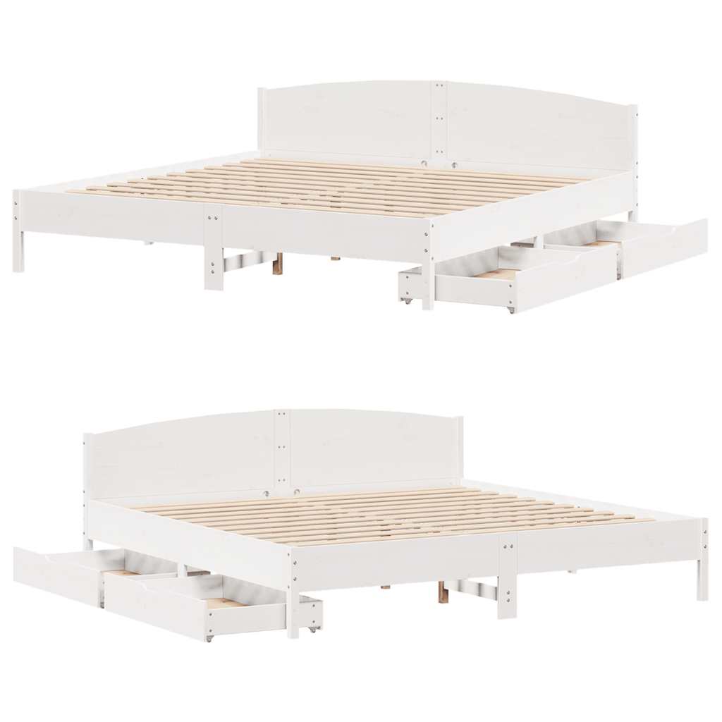 Bedframe zonder matras massief grenenhout wit 180x200 cm is nu te koop bij PeponiXL, paradijselijk wonen!