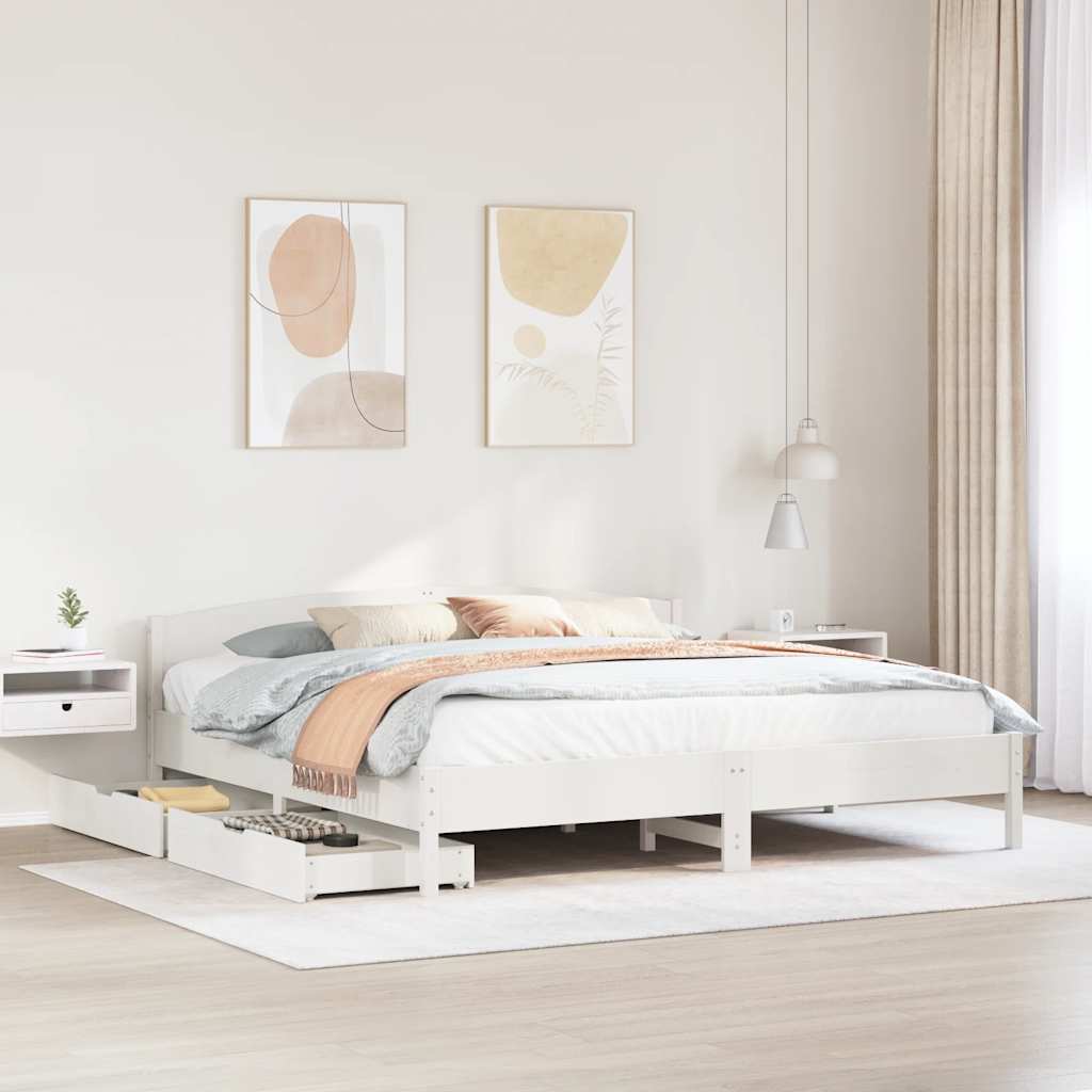 Bedframe zonder matras massief grenenhout wit 180x200 cm is nu te koop bij PeponiXL, paradijselijk wonen!