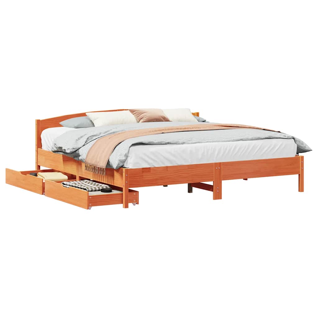 Bedframe zonder matras massief grenenhout wasbruin 180x200 cm is nu te koop bij PeponiXL, paradijselijk wonen!