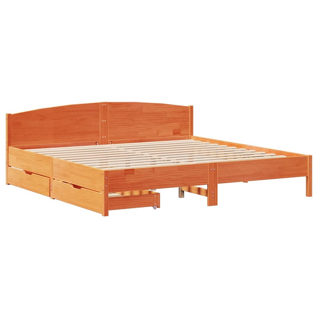 Bedframe zonder matras massief grenenhout wasbruin 180x200 cm is nu te koop bij PeponiXL, paradijselijk wonen!