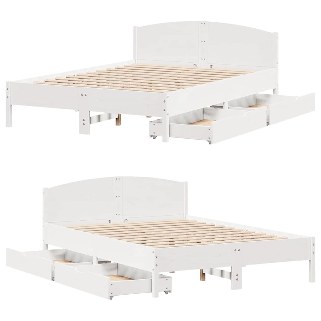 Bedframe zonder matras massief grenenhout wit 160x200 cm is nu te koop bij PeponiXL, paradijselijk wonen!