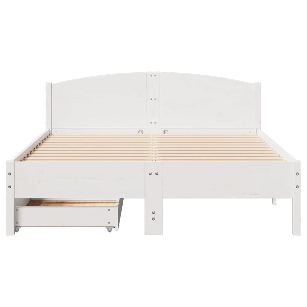Bedframe zonder matras massief grenenhout wit 150x200 cm is nu te koop bij PeponiXL, paradijselijk wonen!