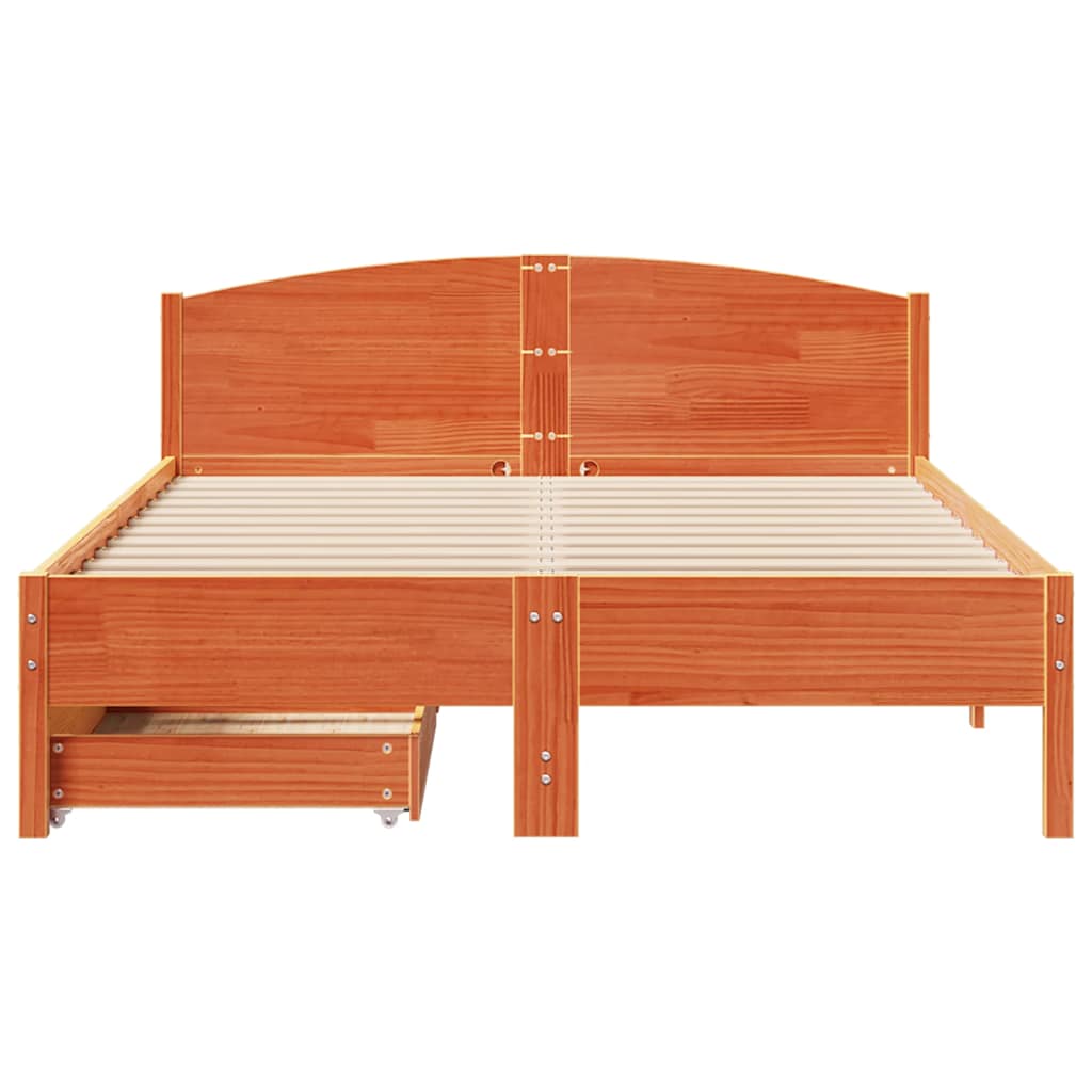 Bedframe zonder matras massief grenenhout wasbruin 150x200 cm is nu te koop bij PeponiXL, paradijselijk wonen!