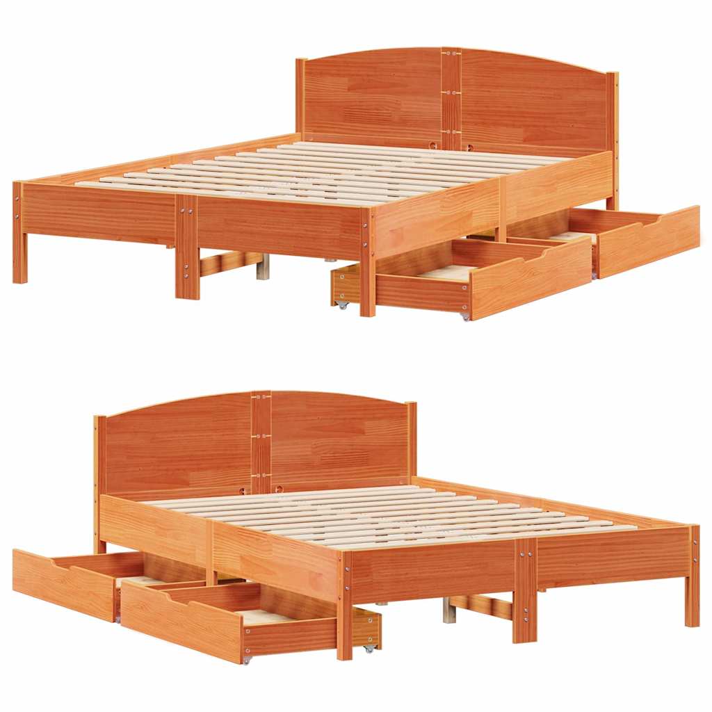 Bedframe zonder matras massief grenenhout wasbruin 150x200 cm is nu te koop bij PeponiXL, paradijselijk wonen!