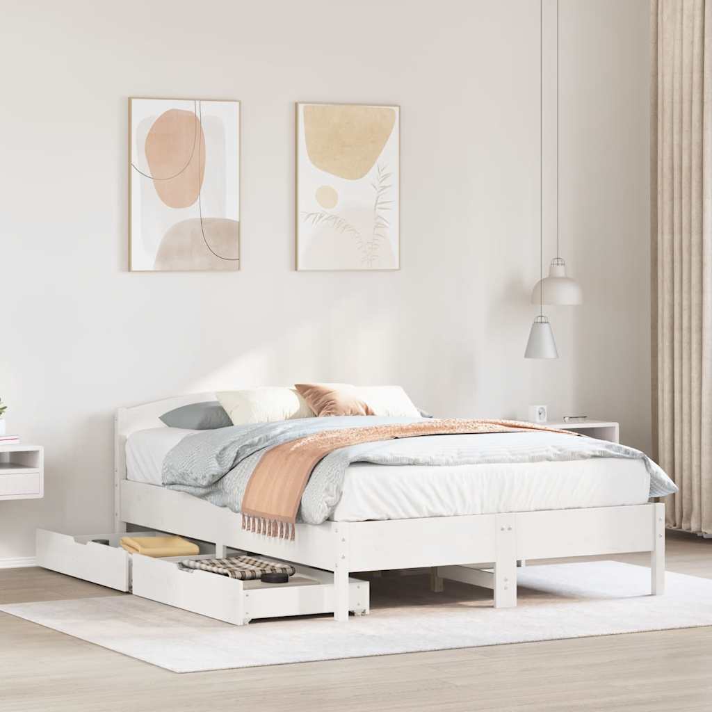 Bedframe zonder matras massief grenenhout wit 140x200 cm is nu te koop bij PeponiXL, paradijselijk wonen!