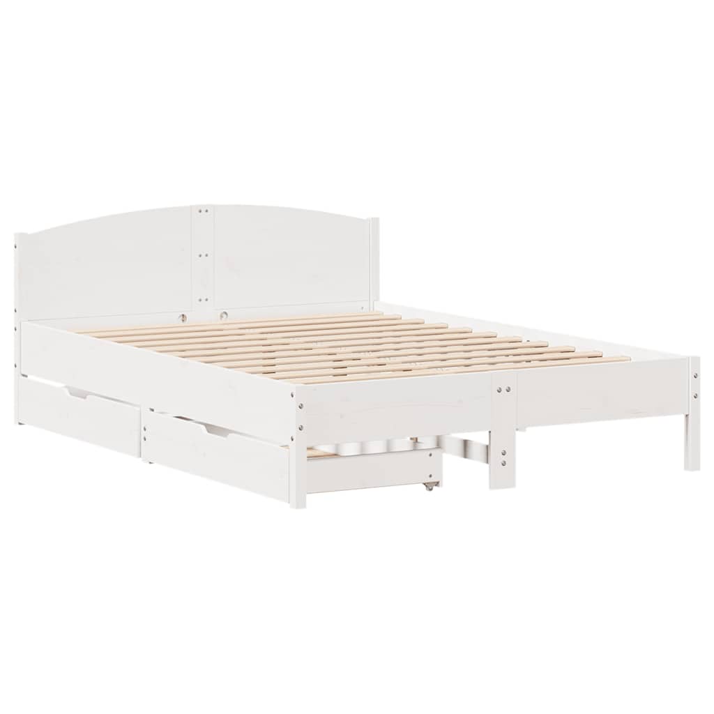 Bedframe zonder matras massief grenenhout wit 140x200 cm is nu te koop bij PeponiXL, paradijselijk wonen!